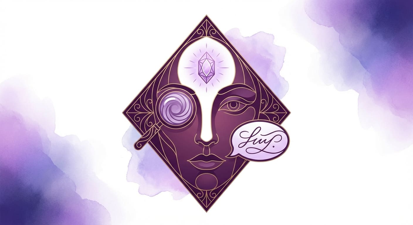 Diamond face shape personality traits illustration