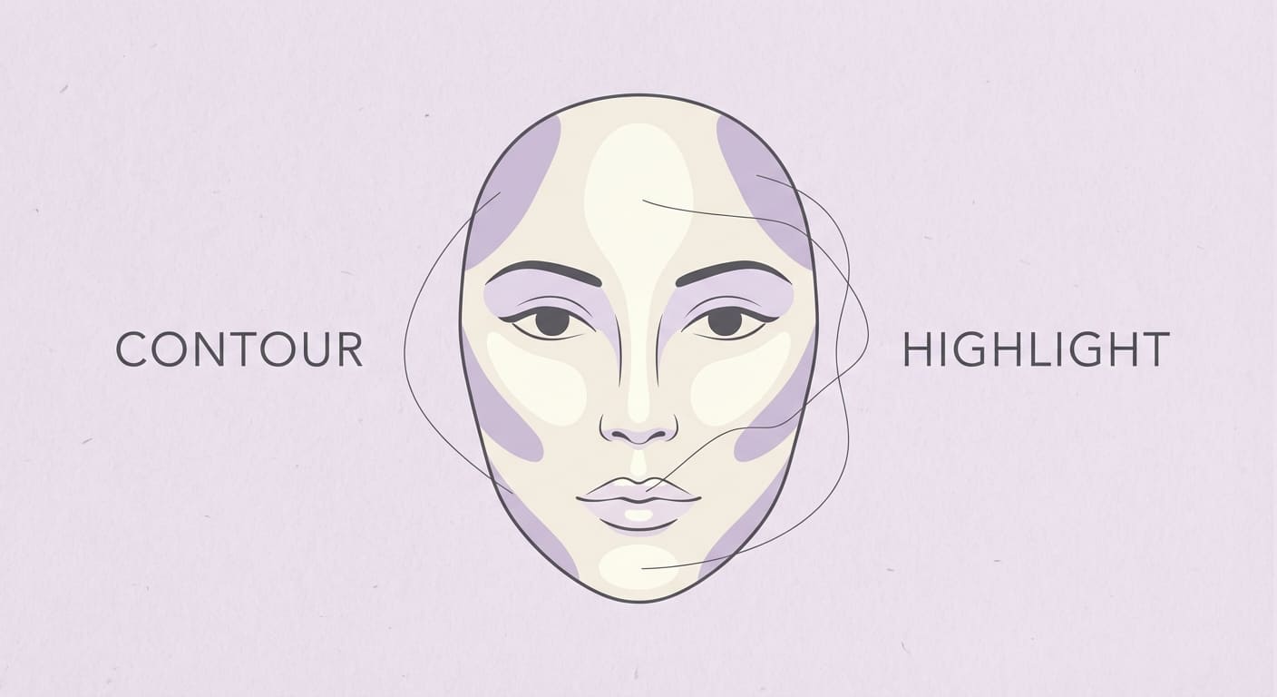 Contouring placement diagram for oval face shape